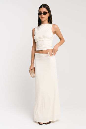 Louise Ruched Tank in Cream