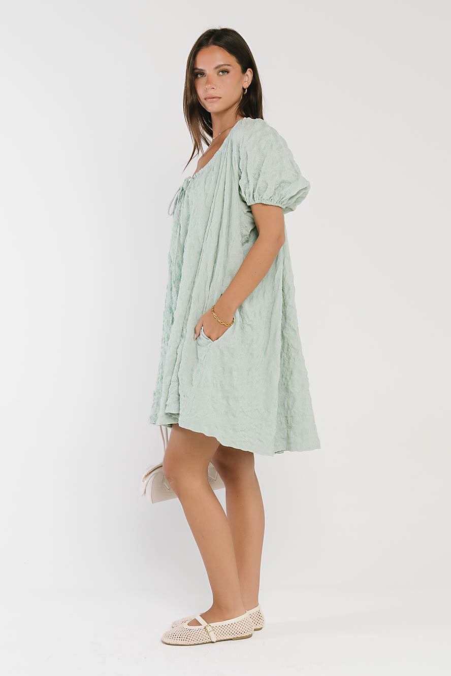 Charlie Gingham Mini Dress in Blue - FINAL SALE