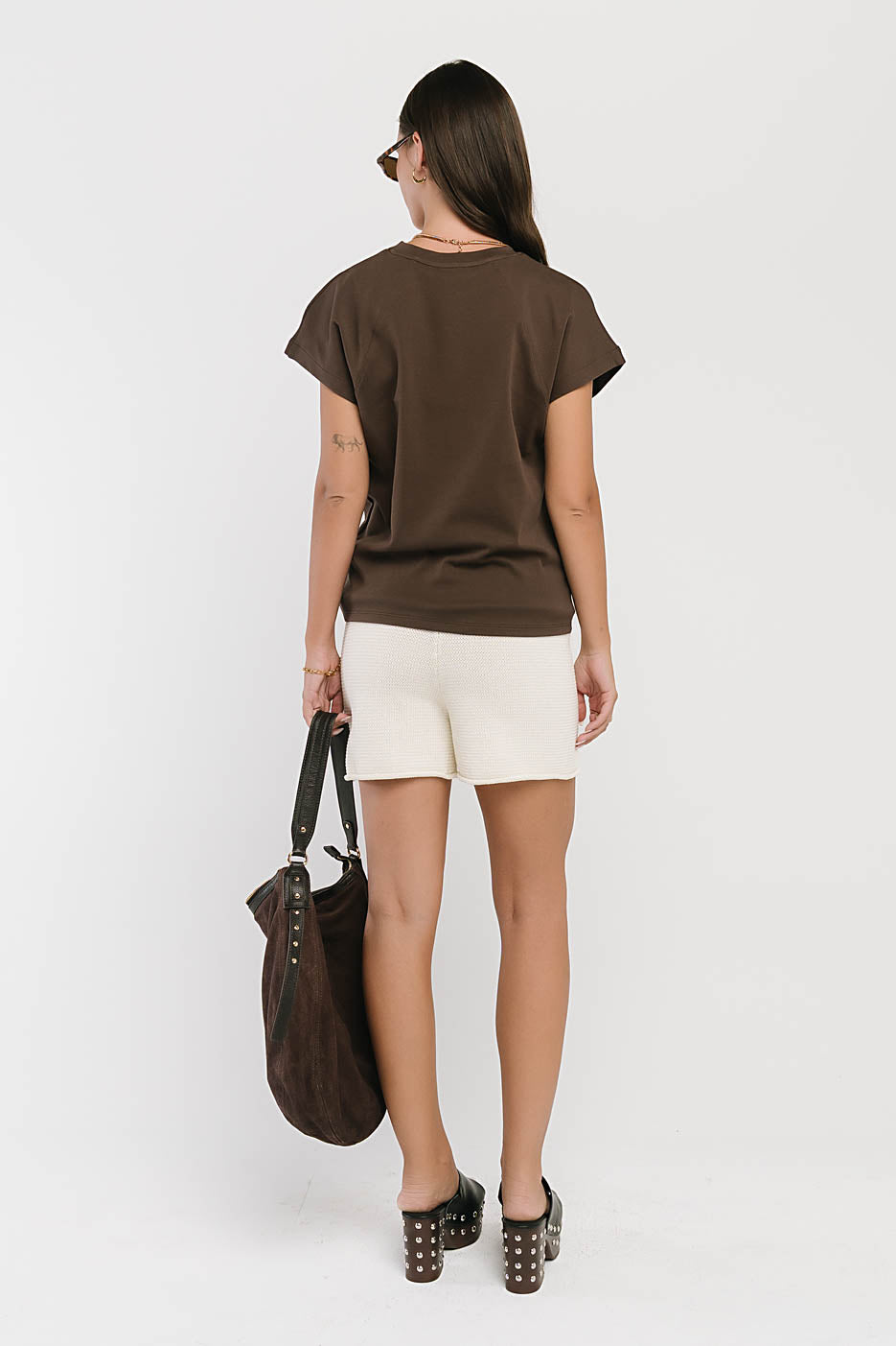 Elara Oversized Tee in Brown