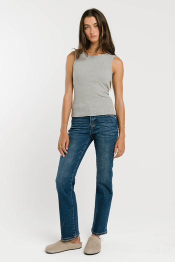 Jax Ribbed Tank in Heather Grey