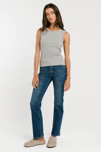 Jax Ribbed Tank in Heather Grey