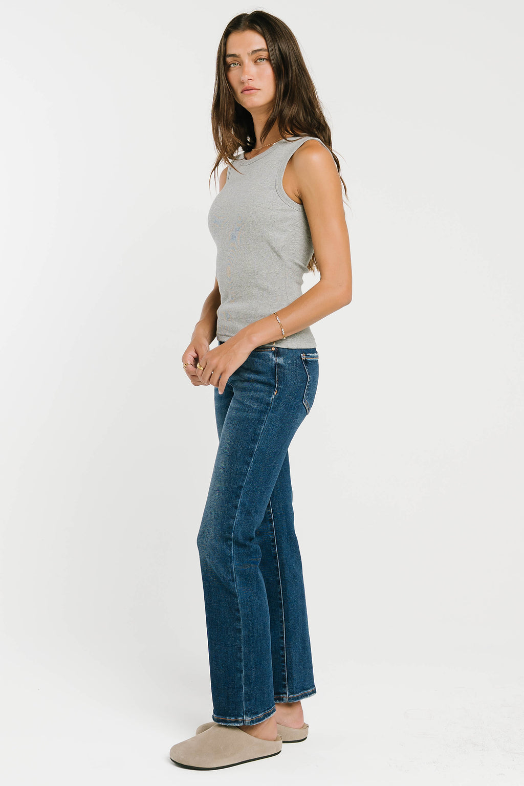 Jax Ribbed Tank in Heather Grey
