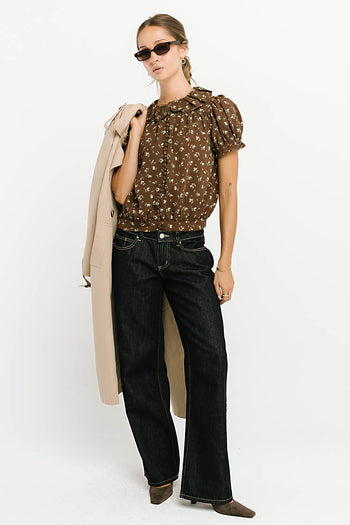 Bennie Collared Blouse in Brown