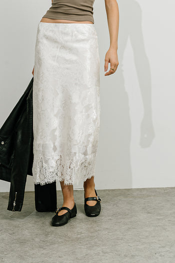 Julie Floral Satin Midi Skirt