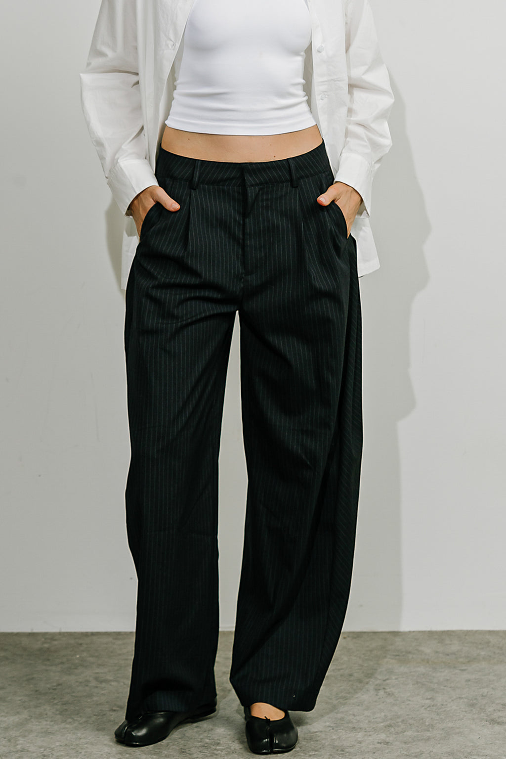 Alexa Pinstripe Barrel Trousers - FINAL SALE