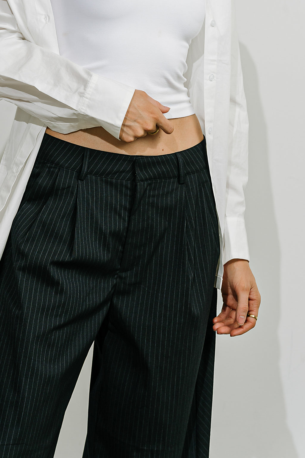 Alexa Pinstripe Barrel Trousers - FINAL SALE