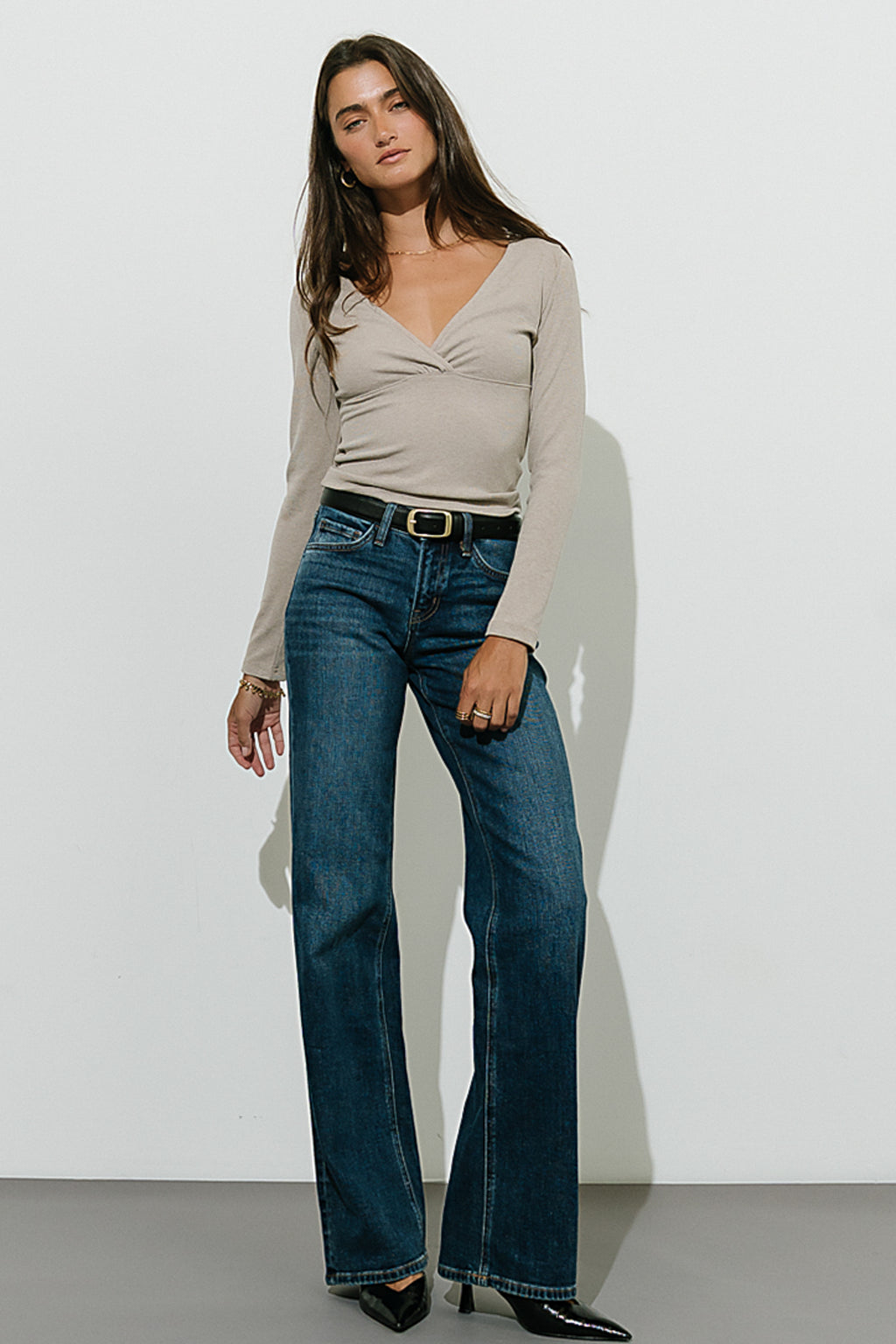 Blaire Ribbed Top in Taupe