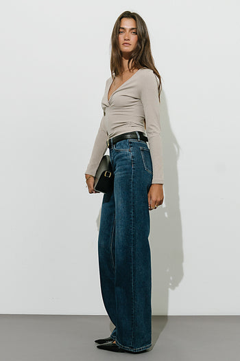 Blaire Ribbed Top in Taupe
