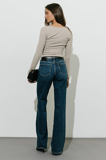 Blaire Ribbed Top in Taupe