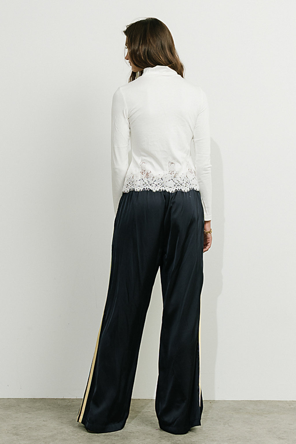 Lola Satin Track Pants in Navy