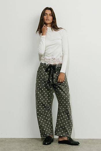 Priya Polka Dot Barrel Jeans in Grey