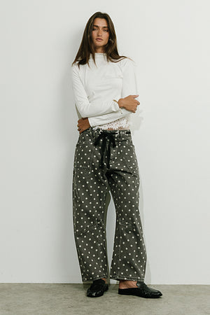 Priya Polka Dot Barrel Jeans in Grey
