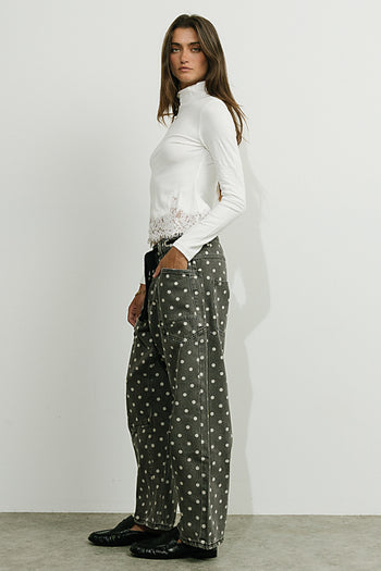 Priya Polka Dot Barrel Jeans in Grey