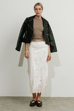 Julie Floral Satin Midi Skirt