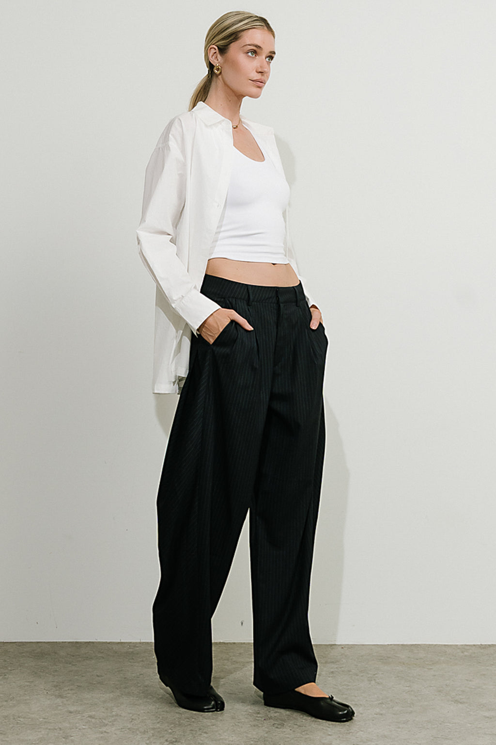 Alexa Pinstripe Barrel Trousers - FINAL SALE