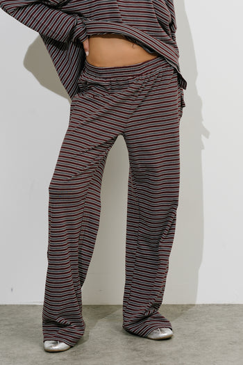 Antonella Striped Pants in Wine