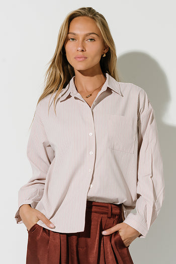 Ruth Striped Button Up in Pink