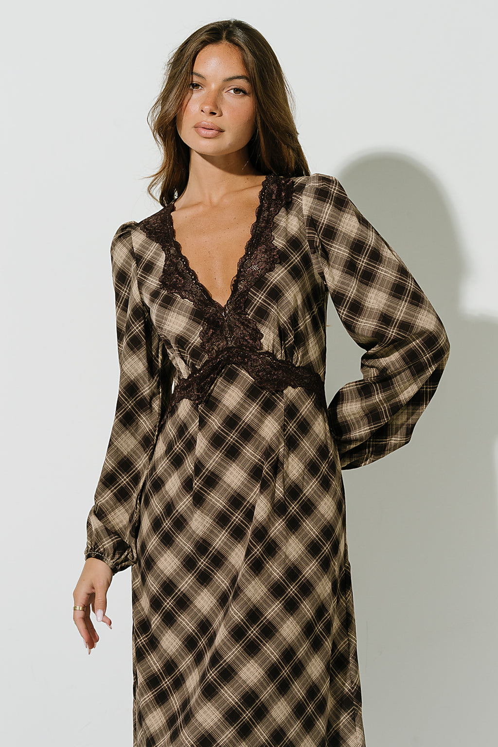 Miriam Plaid Midi Dress