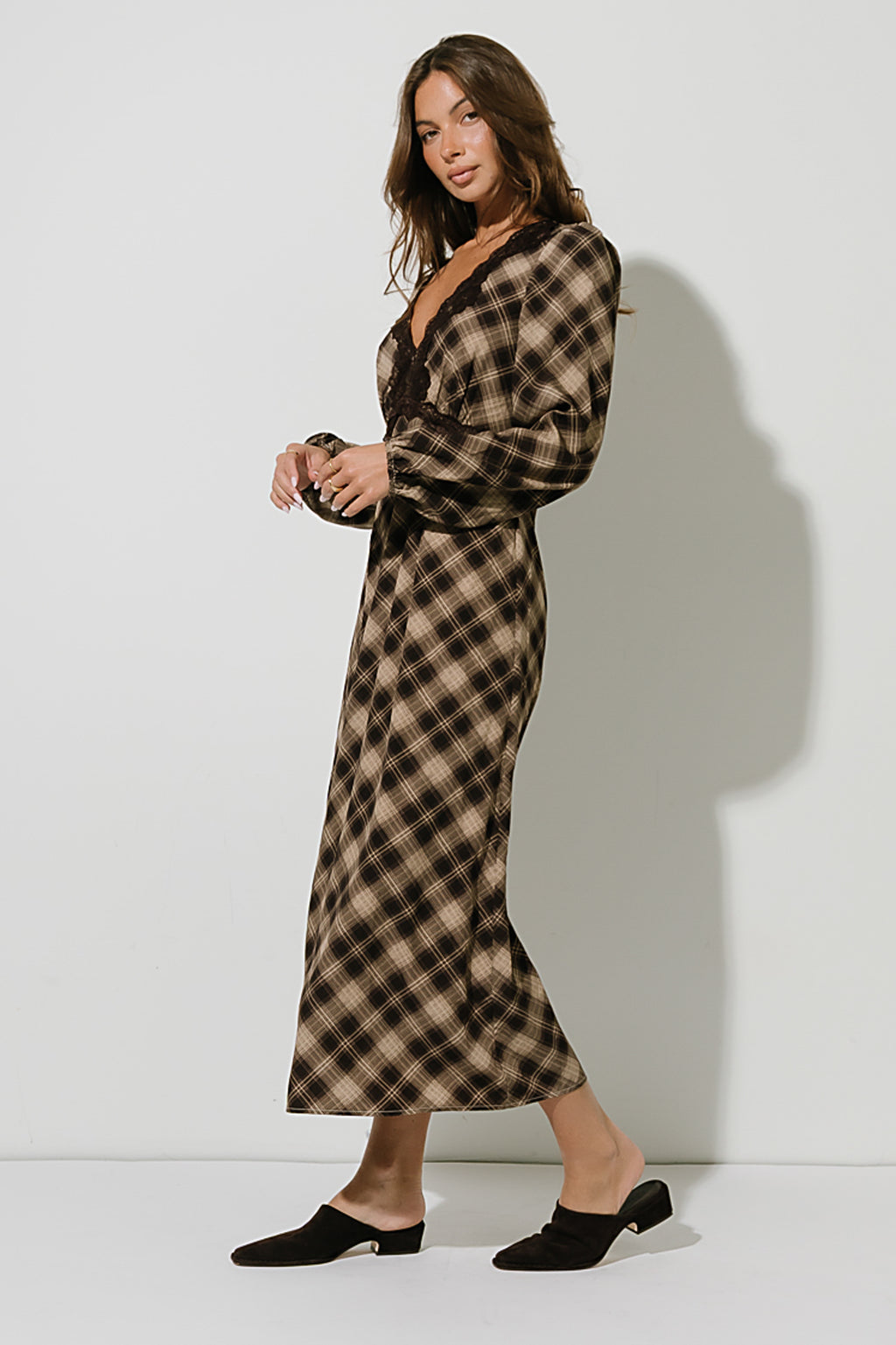 Miriam Plaid Midi Dress