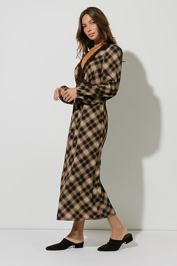 Miriam Plaid Midi Dress