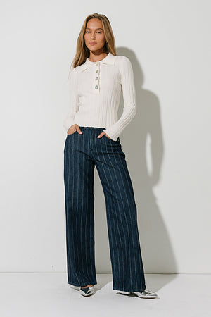 Daniella Striped Wide Leg Jeans