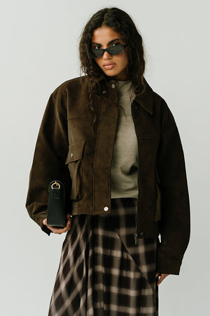 Lovelyn Collared Suede Jacket