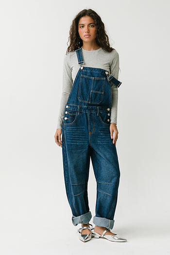 Tansy Denim Overalls in Dark Wash