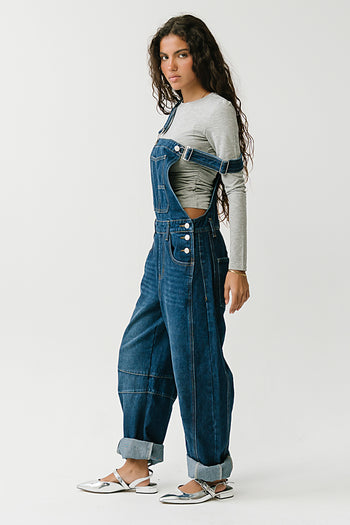Tansy Denim Overalls in Dark Wash