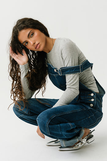 Tansy Denim Overalls in Dark Wash