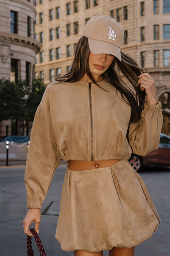 Karolina Suede Bubble Mini Skirt