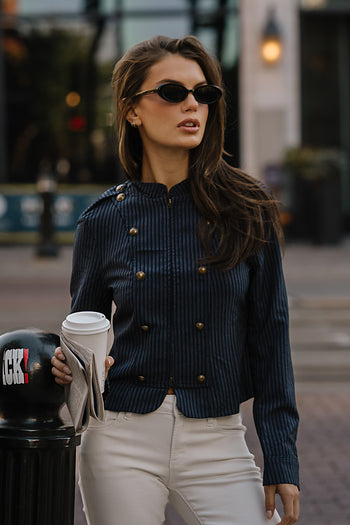 Maren Pinstripe Military Jacket