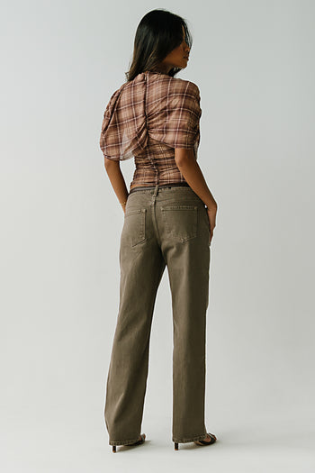 Emory Plaid Ruched Top