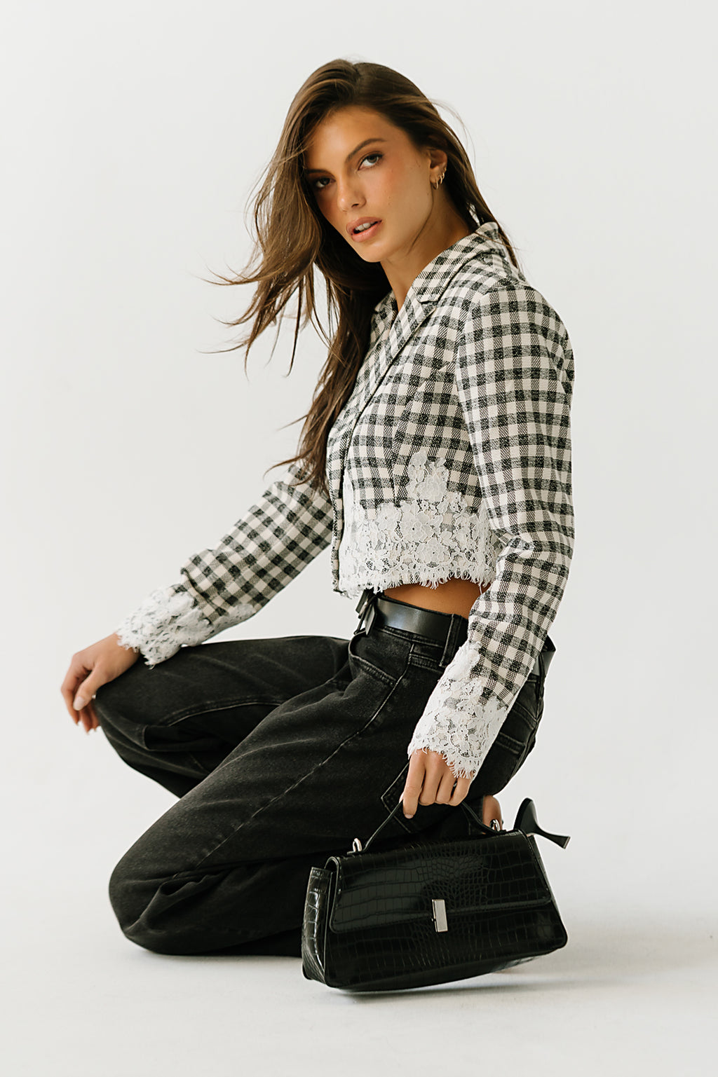 Winnie Gingham Cropped Blazer