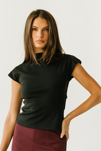 Arlette Boat Neck Top in Black