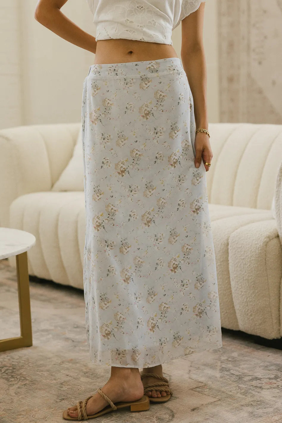 Elastic waist skirt in blue 