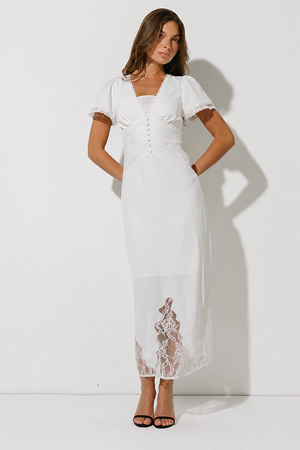 Alaina Lace Maxi Dress in Ivory