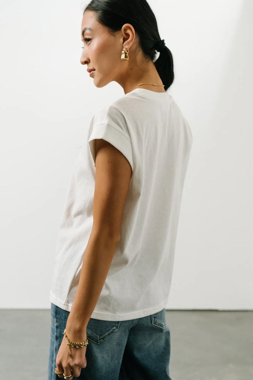 Short sleeves top in white 