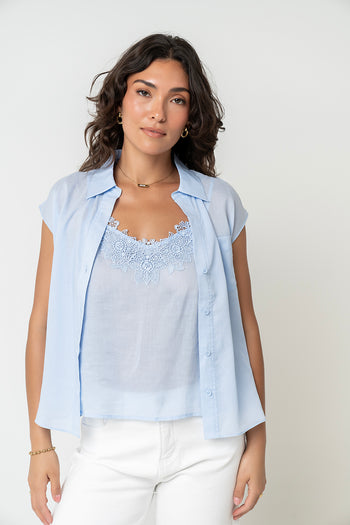 Hank Twofer Top in Light Blue - FINAL SALE