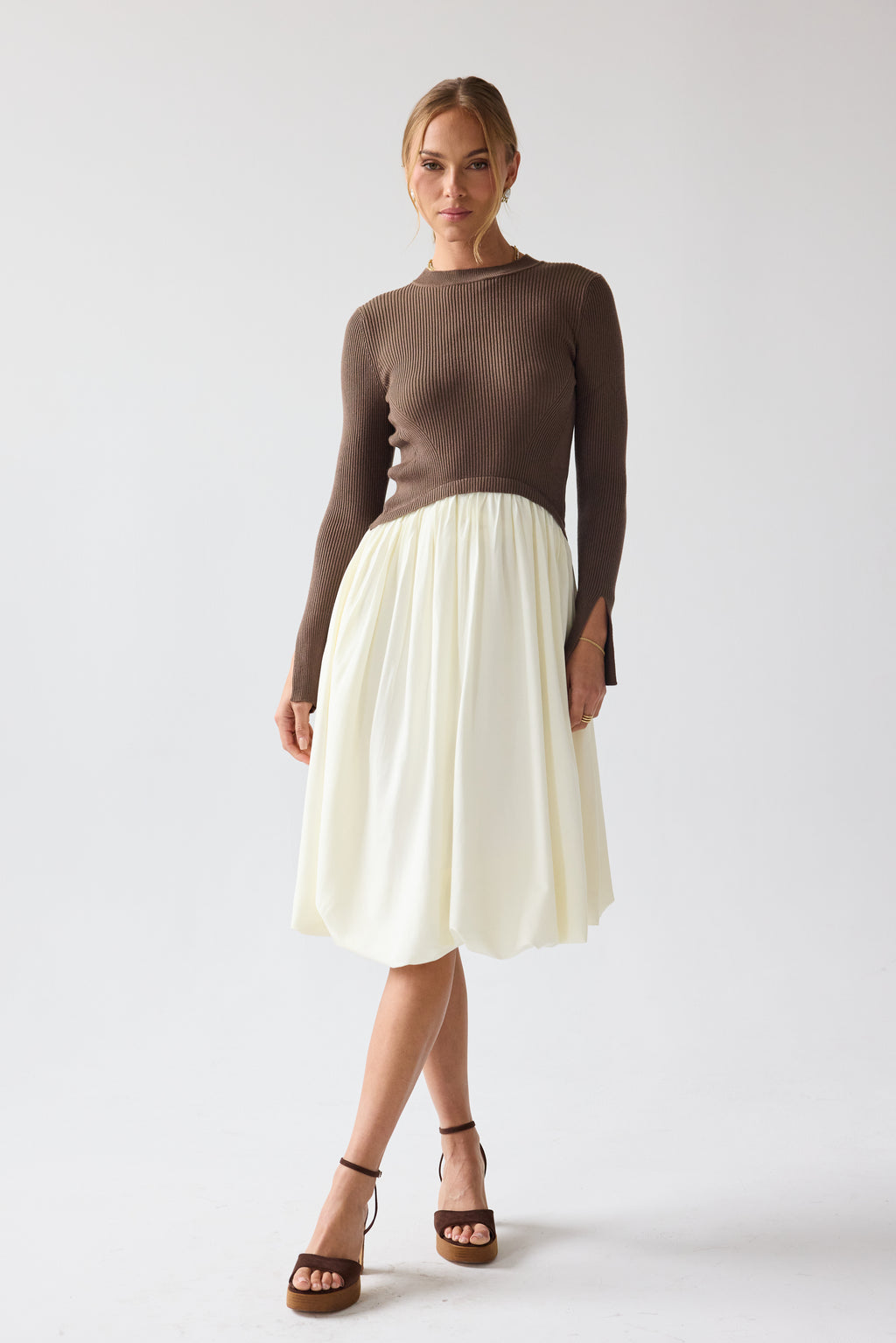 Kaison Mixed Media Midi Dress - FINAL SALE