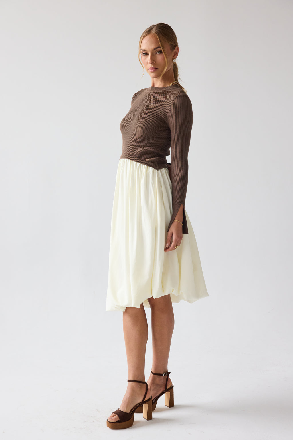 Kaison Mixed Media Midi Dress - FINAL SALE