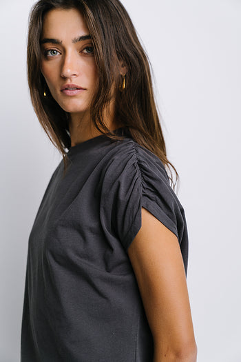 Noelle Ruched Top in Charcoal - FINAL SALE